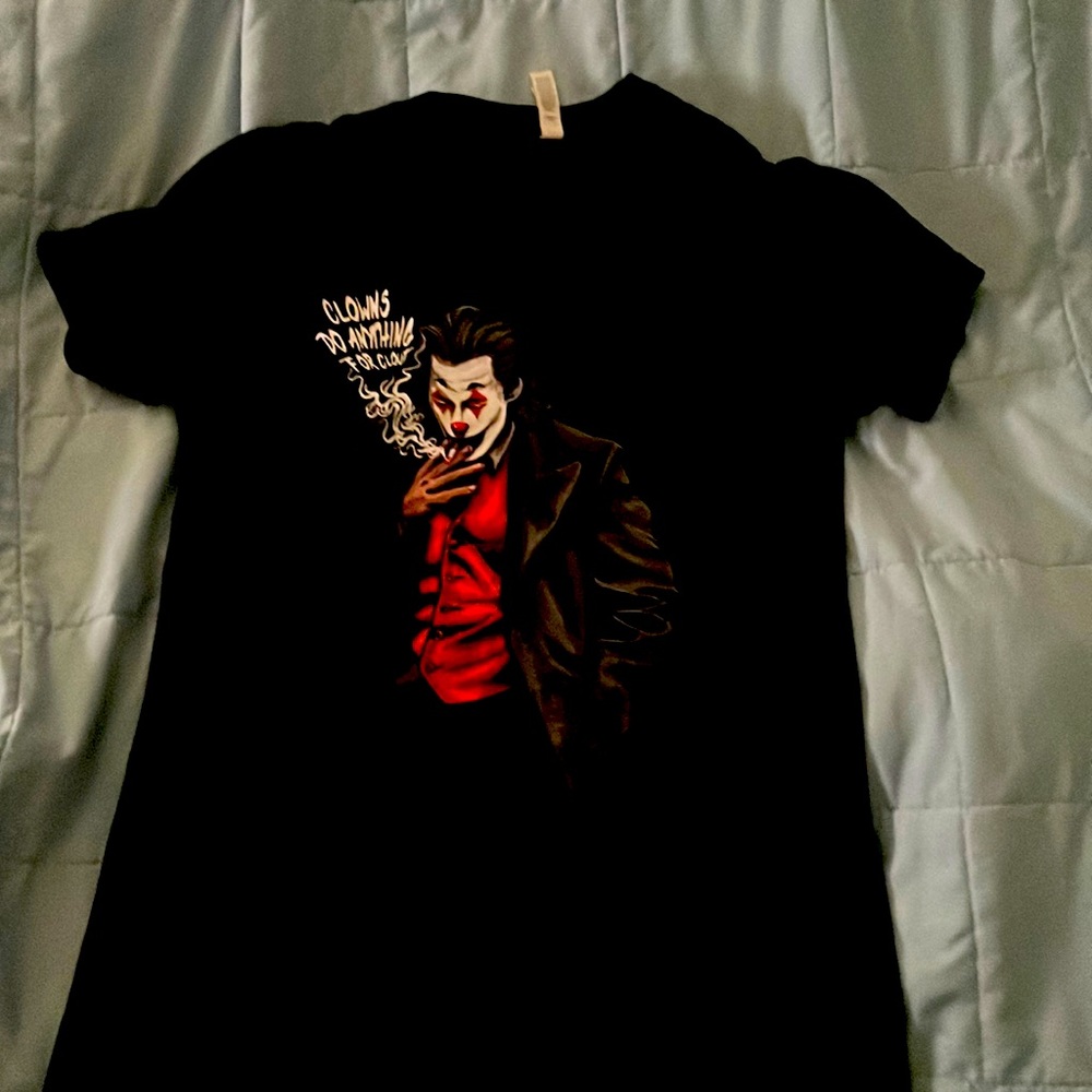 Size : mens small , canvas shirt , colors are black,white, and orange